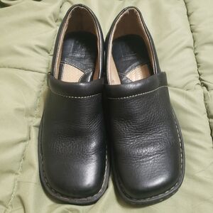 Black Leather Slip-On Loafers for Women